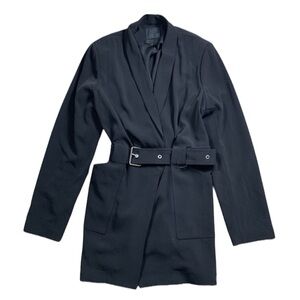 Maison Cinqcent 500 Black Belted Trench Coat Jacket Blazer